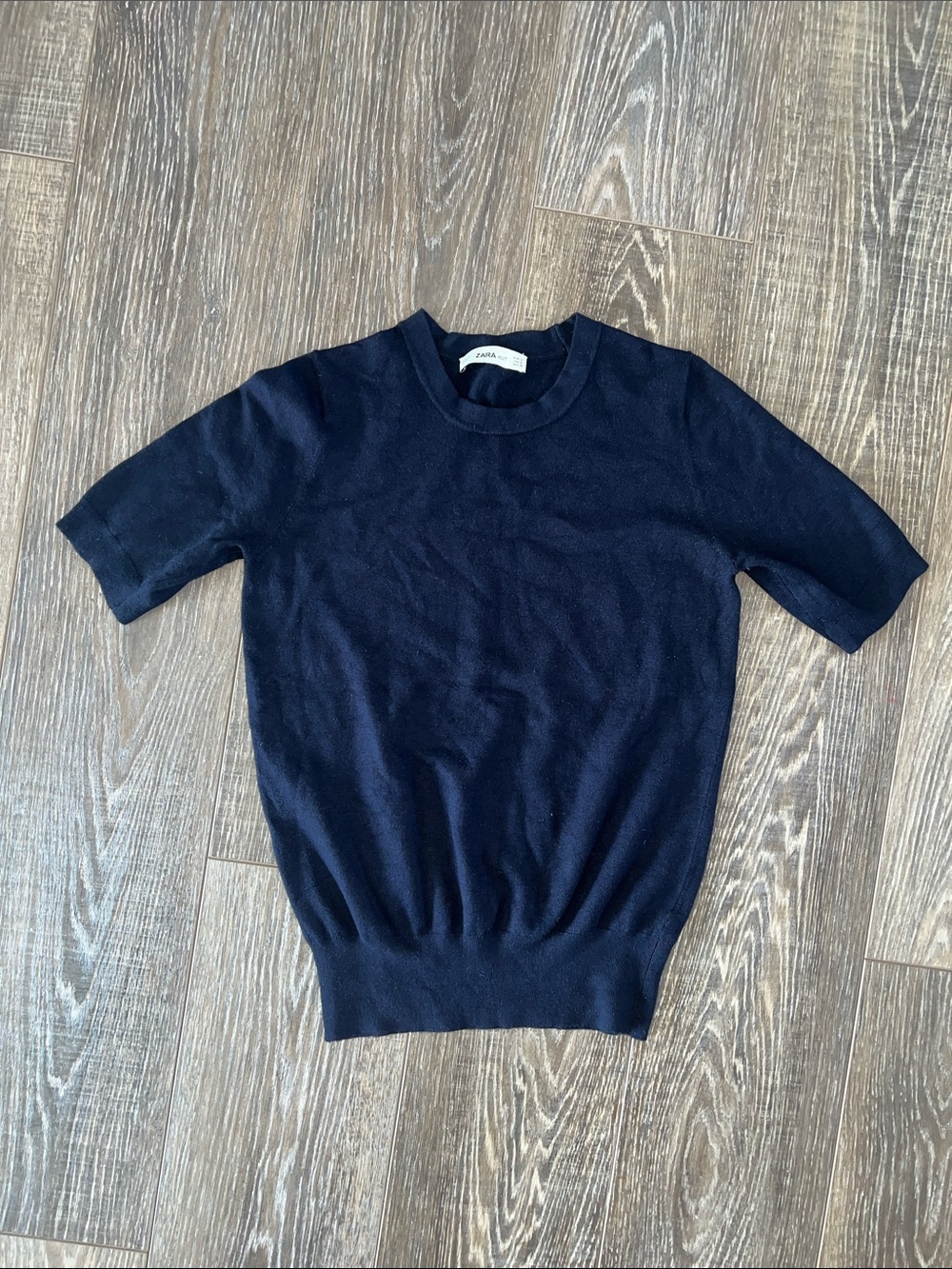 Short-Sleeve Crewneck Sweater - Navy